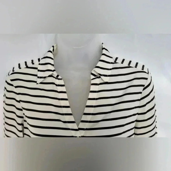 The Limited Extra Small Long Sleeve Black & White Striped Career Blouse - Picture 2 of 9